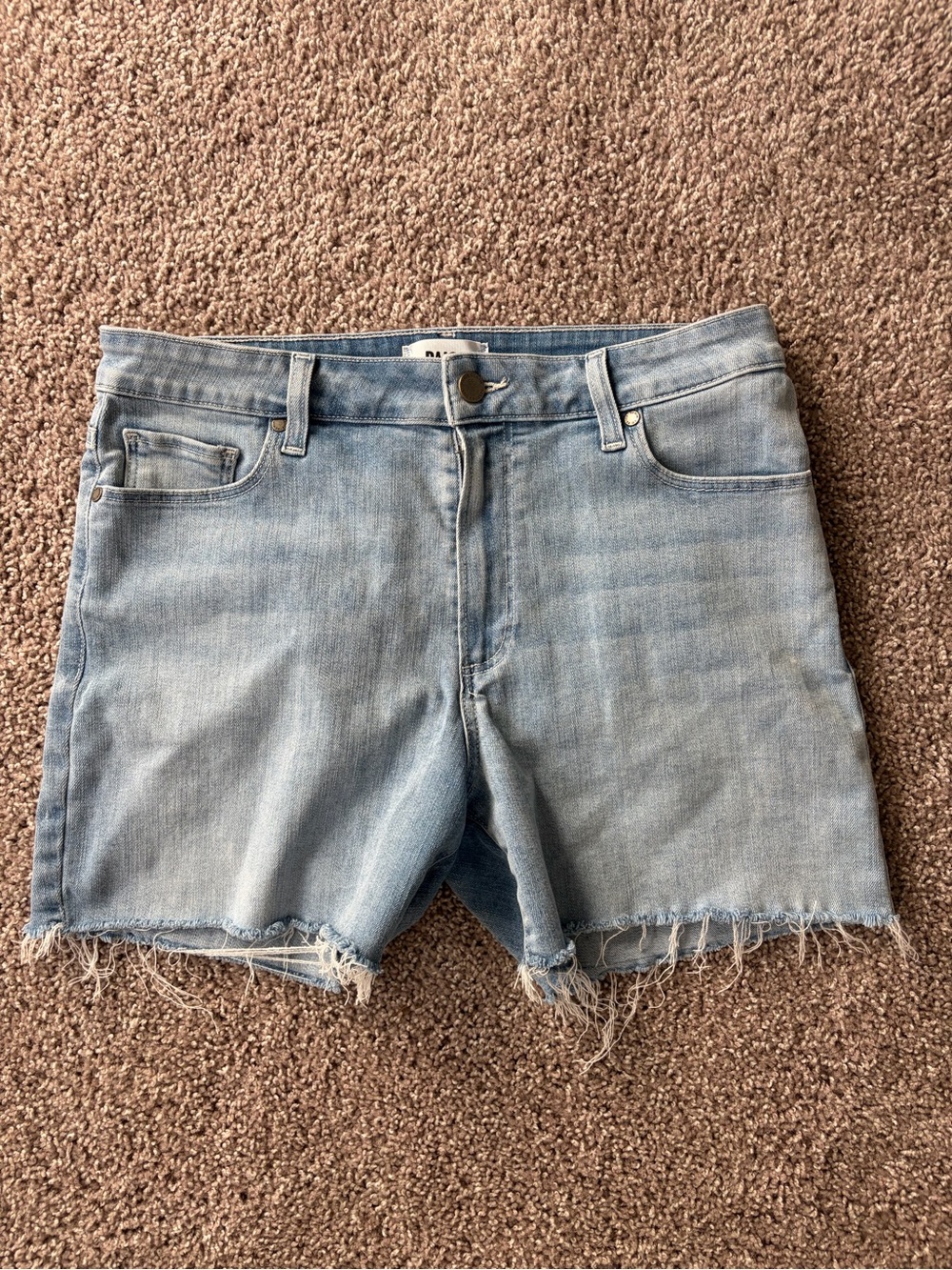 PAIGE "Sarah Longline" Denim Cutoff Shorts - Size 29